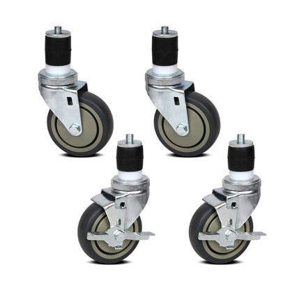 Cefito 4" Castor Wheels Set of 4, 200kg Capacity, Side Lock Brake, Rubber