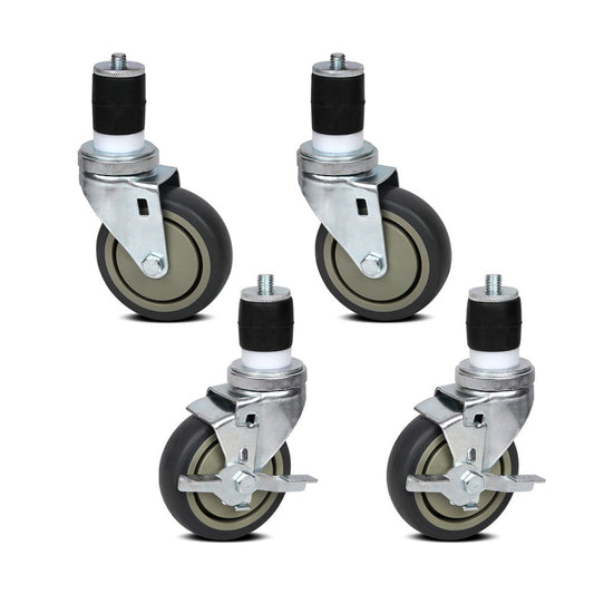Cefito 4" Castor Wheels Set of 4, 200kg Capacity, Side Lock Brake, Rubber