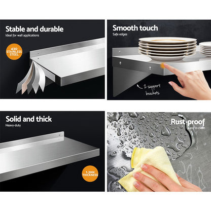 Cefito 900mm Stainless Steel Wall Shelf - Heavy-Duty, Rust-Proof, Easy Install