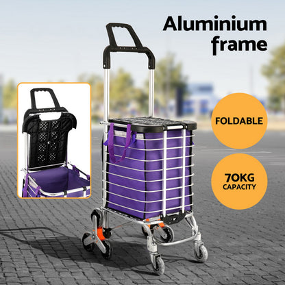 Emajin Foldable Shopping Cart with Climbing Wheels 35L