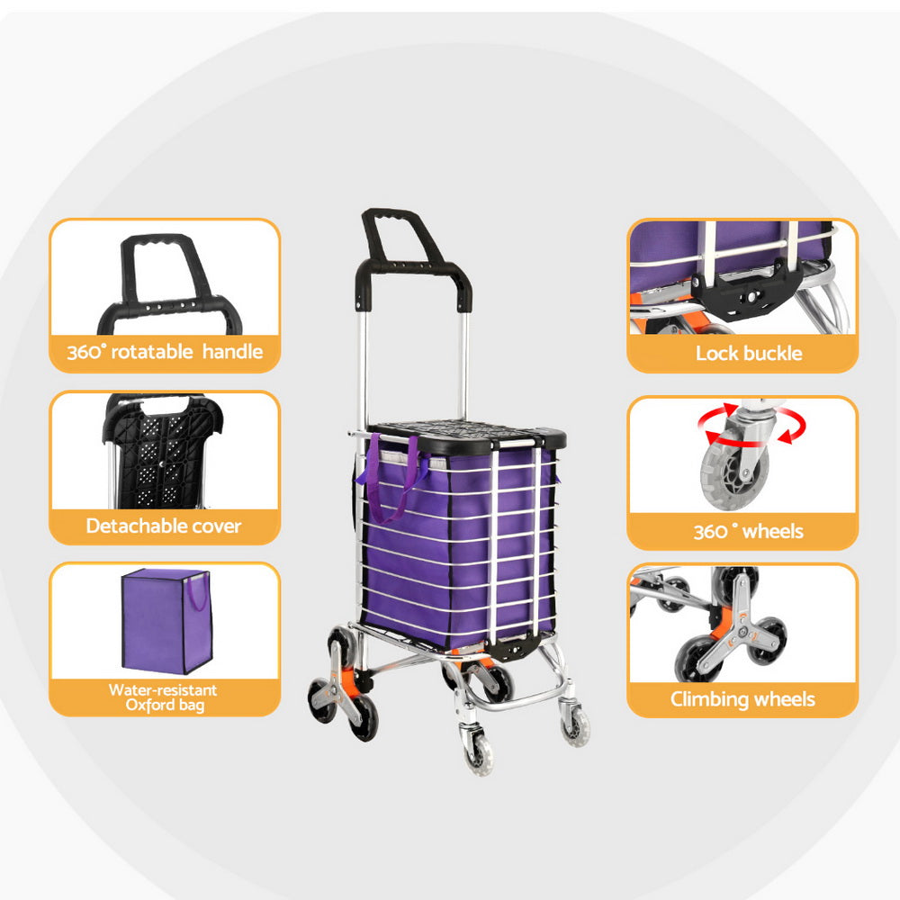 Emajin Foldable Shopping Cart with Climbing Wheels 35L - SuperSaverAU - view 6