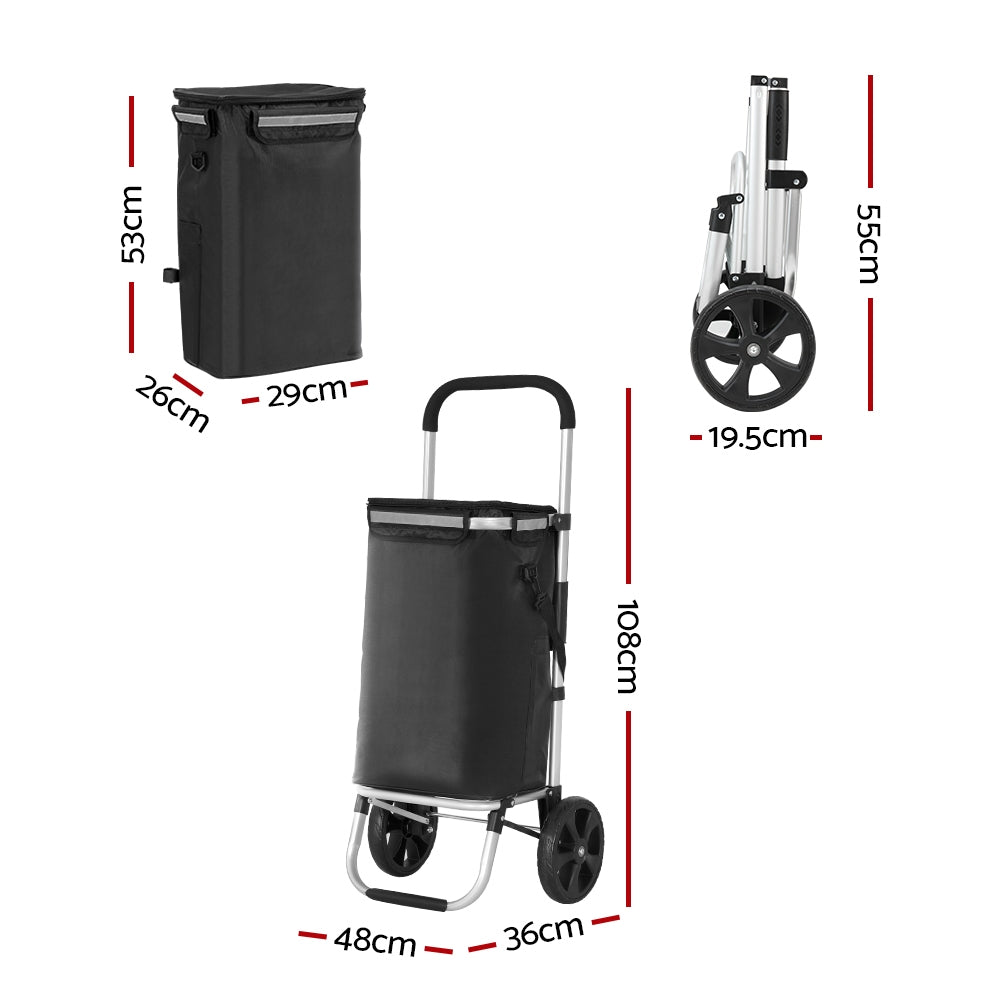 Emajin Foldable Shopping Trolley Cart 45kg Capacity - SuperSaverAU - view 2