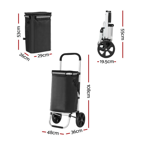 Emajin Foldable Shopping Trolley Cart 45kg Capacity - SuperSaverAU - view 2
