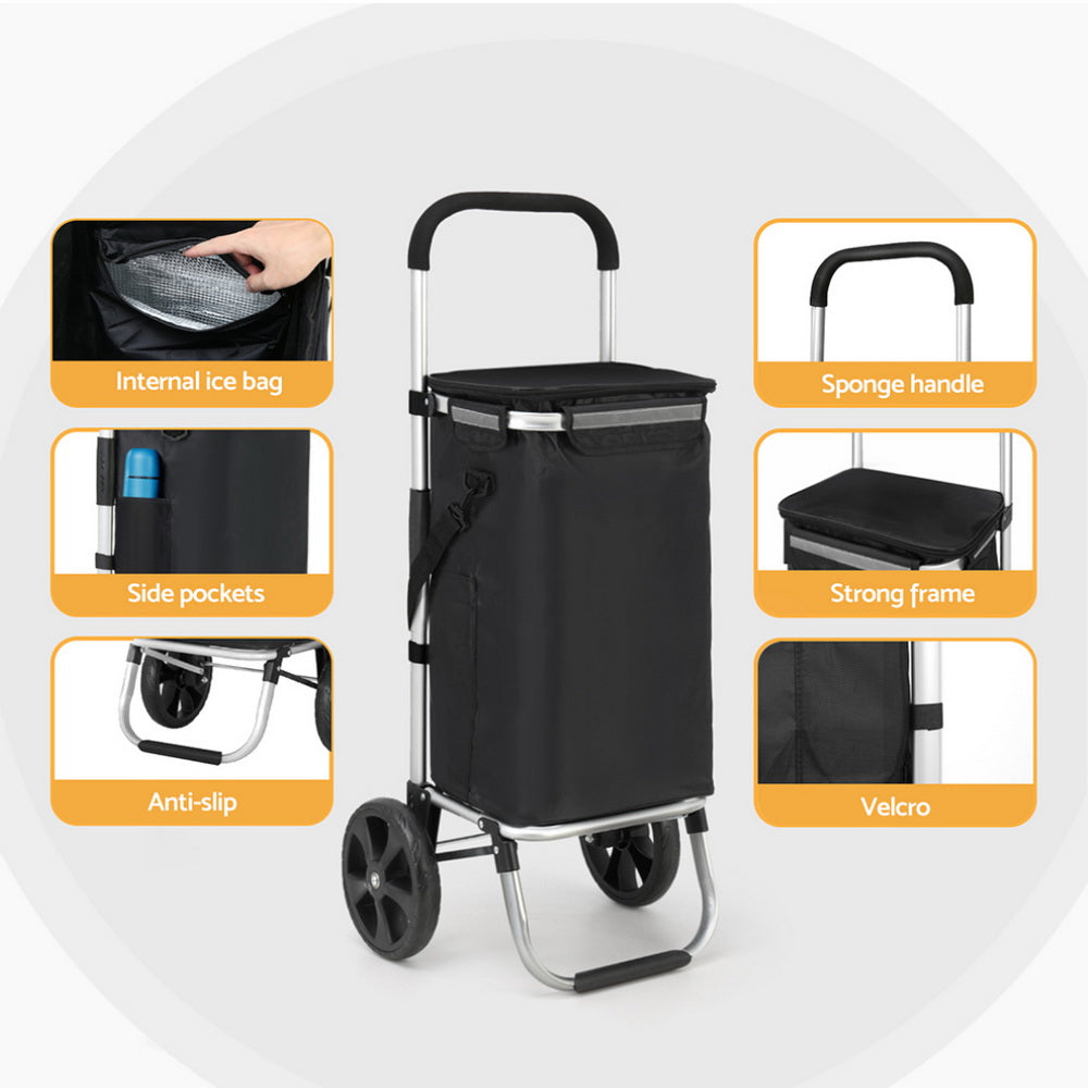 Emajin Foldable Shopping Trolley Cart 45kg Capacity - SuperSaverAU - view 6