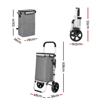 Emajin Foldable Shopping Trolley Cart 45KG Grey