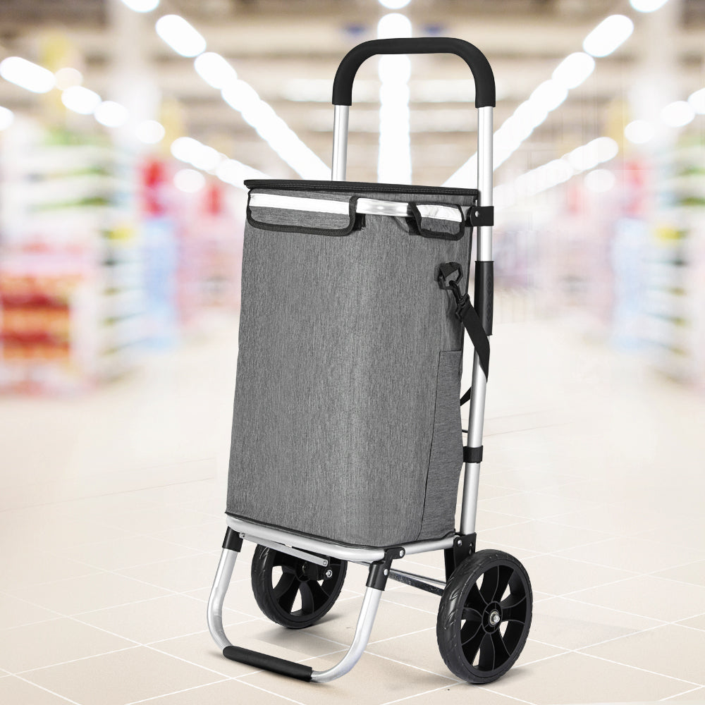 Emajin Foldable Shopping Trolley Cart 45KG Grey - SuperSaverAU - view 7