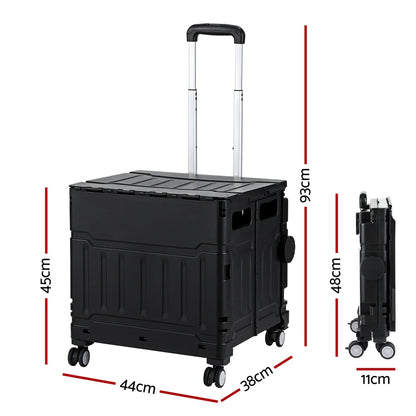 Emajin Foldable Shopping Trolley Cart 75L Black