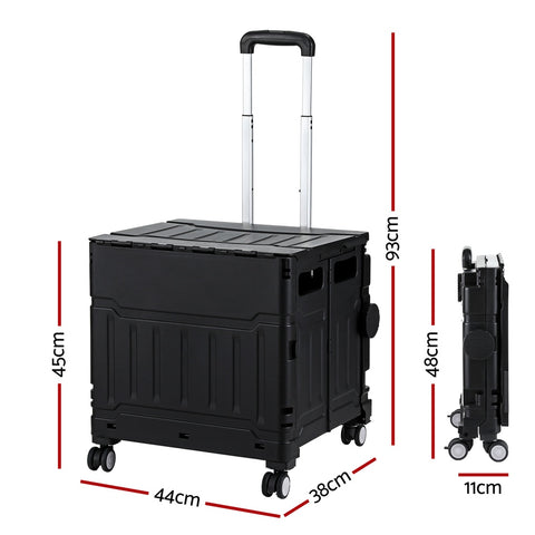 Emajin Foldable Shopping Trolley Cart 75L Black - SuperSaverAU - view 2