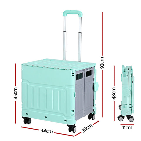 Emajin Foldable Shopping Trolley Cart 75L Green - SuperSaverAU - view 2