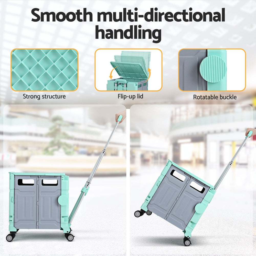 Emajin Foldable Shopping Trolley Cart 75L Green