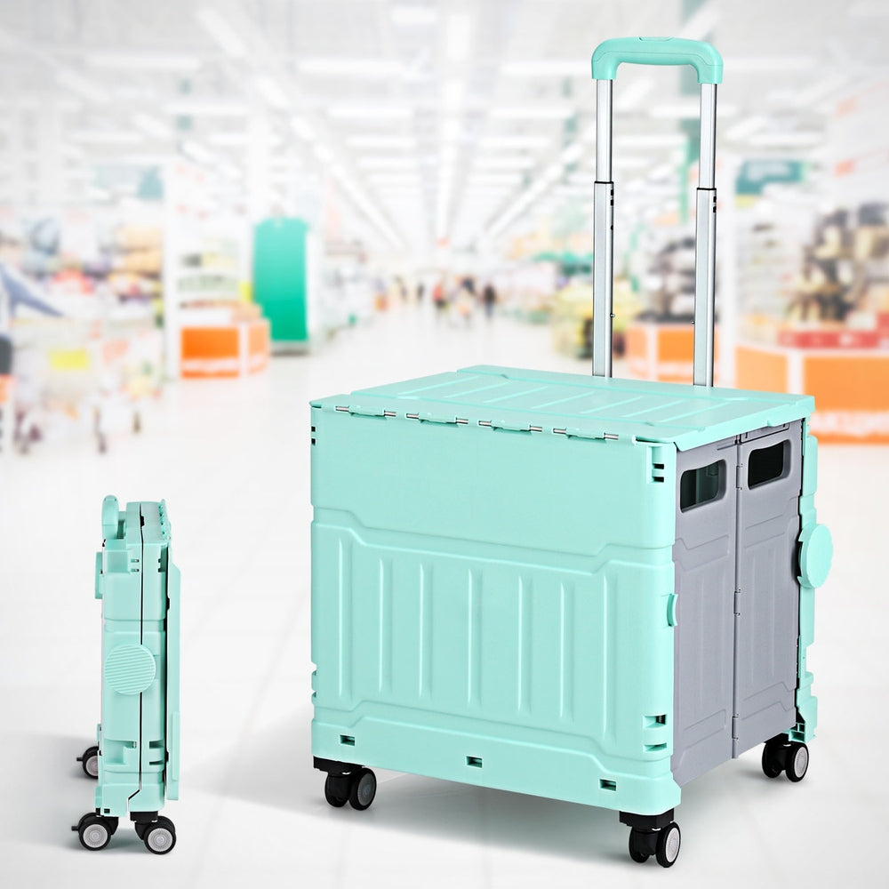 Emajin Foldable Shopping Trolley Cart 75L Green - SuperSaverAU - view 7