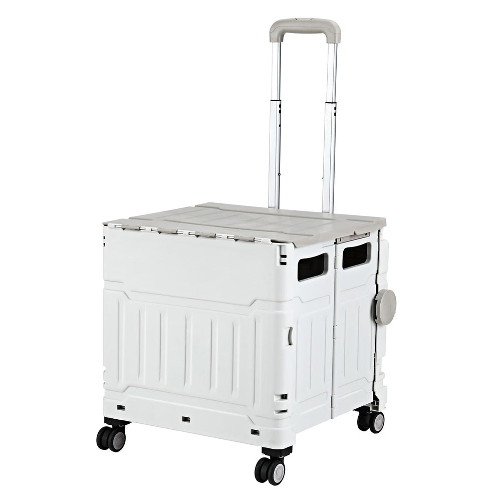 Emajin 75L Foldable Shopping Trolley Cart - White, 70kg Capacity
