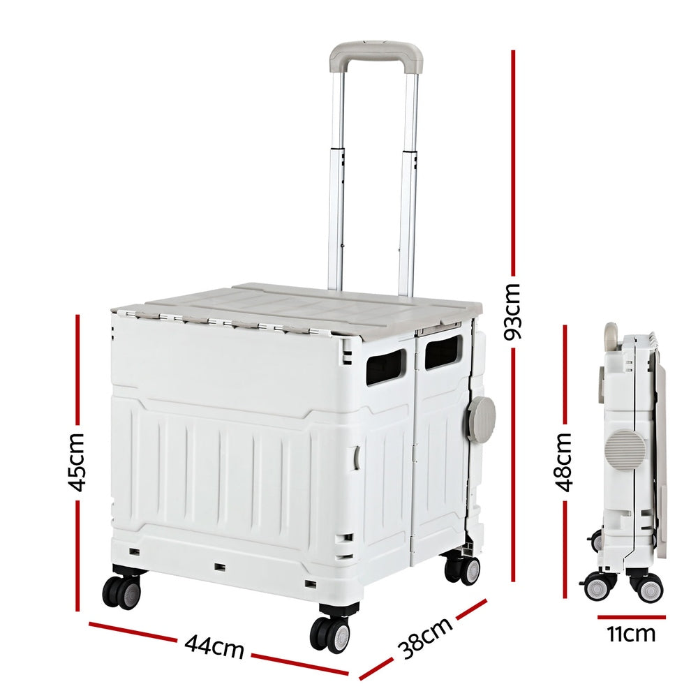 Emajin 75L Foldable Shopping Trolley Cart - White, 70kg Capacity