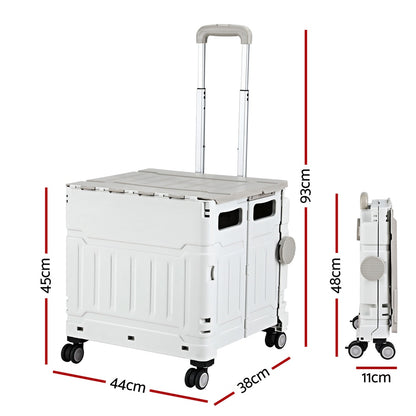Emajin 75L Foldable Shopping Trolley Cart - White, 70kg Capacity