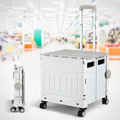 Emajin 75L Foldable Shopping Trolley Cart - White, 70kg Capacity