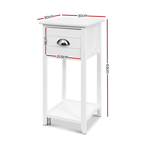 Artiss Vintage Bedside Table Thyme White - SuperSaverAU - view 2