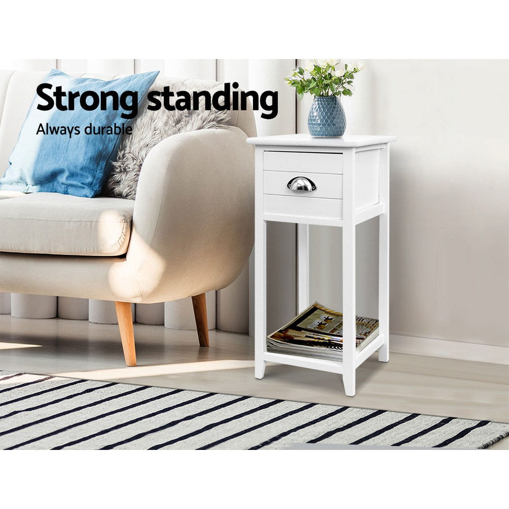 Artiss Vintage Bedside Table Thyme White - SuperSaverAU - view 4