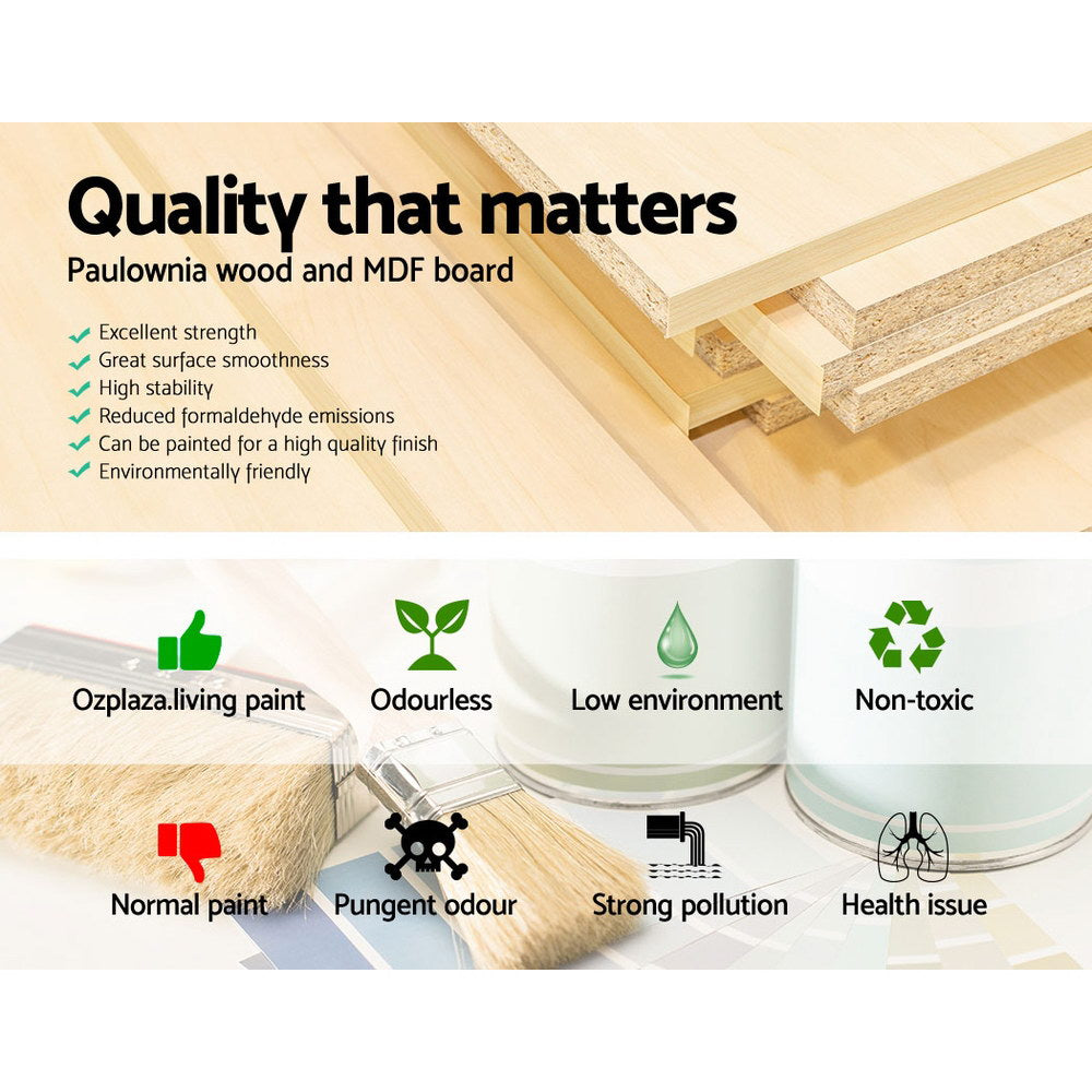 Artiss Vintage Bedside Table Thyme White