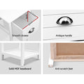 Artiss Vintage Bedside Table Thyme White - SuperSaverAU - view 6