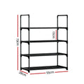 Artiss 4-Tier Shoe Rack, Stackable, Holds 12 Pairs, Black, Tool-Free Assembly - SuperSaverAU - view 4