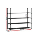 Artiss 80cm 4-Tier Stackable Shoe Rack for 16 Pairs - Black Metal Design - SuperSaverAU - view 4