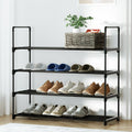 Artiss 80cm 4-Tier Stackable Shoe Rack for 16 Pairs - Black Metal Design - SuperSaverAU - view 1