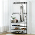 Artiss Shoe Rack Hall Tree 16 Pairs Black, 3-in-1 Design, Tool-Free Assembly - SuperSaverAU - view 1