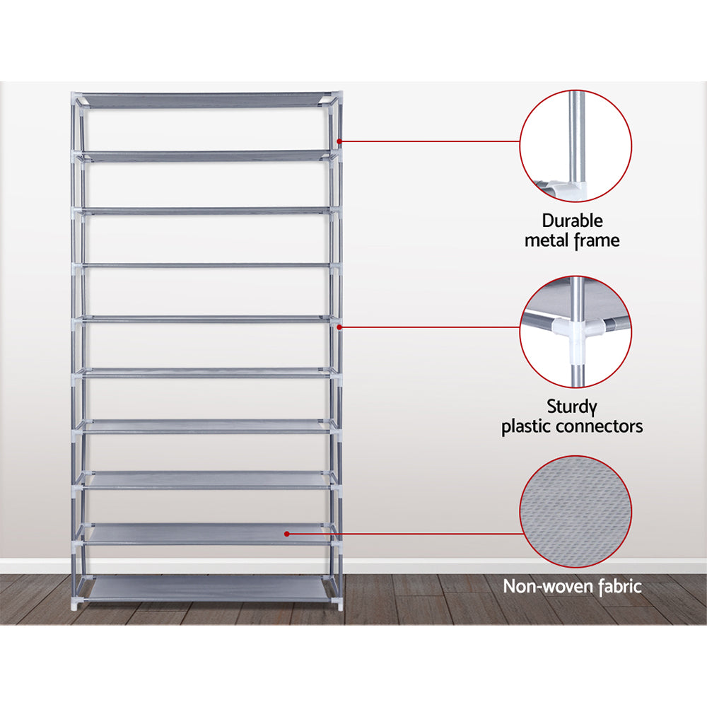 Artiss Shoe Rack Cabinet Stackable 10-Tier Grey - SuperSaverAU - view 7