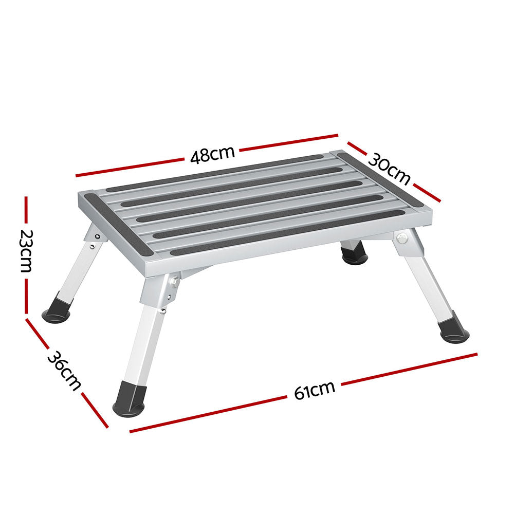 Weisshorn Folding Aluminium Caravan Step - Silver