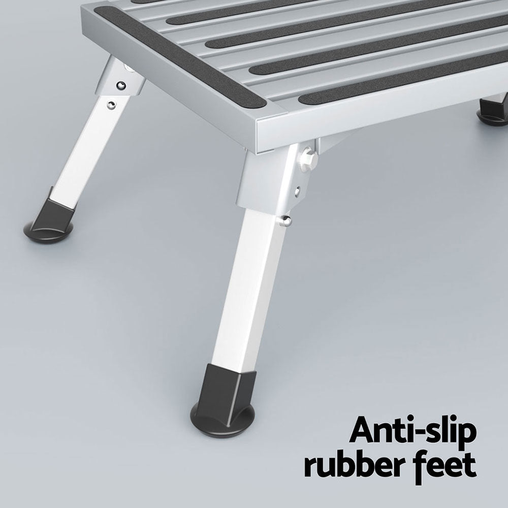 Weisshorn Folding Aluminium Caravan Step - Silver