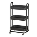 Artiss Black Storage Trolley - 3-Tier Kitchen Cart with Wheels - SuperSaverAU - view 1