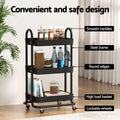 Artiss Black Storage Trolley - 3-Tier Kitchen Cart with Wheels - SuperSaverAU - view 5