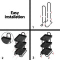Artiss Black Storage Trolley - 3-Tier Kitchen Cart with Wheels - SuperSaverAU - view 6