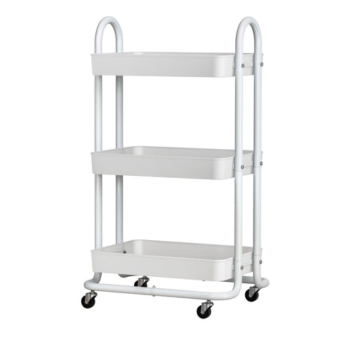 Artiss White Storage Trolley - 3-Tier Kitchen Cart with Wheels - SuperSaverAU - view 1