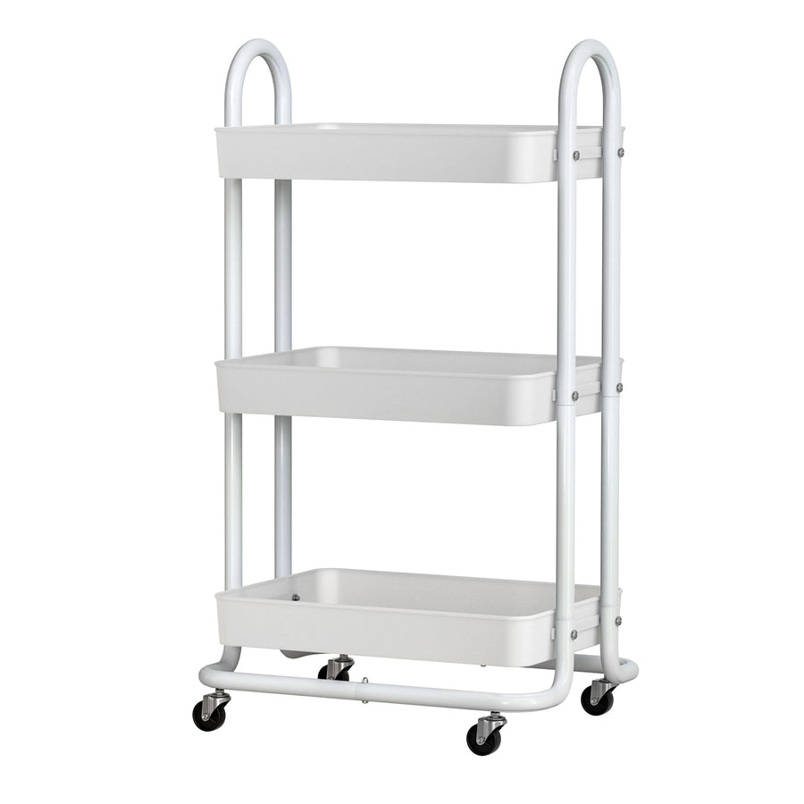 Artiss White Storage Trolley - 3-Tier Kitchen Cart with Wheels - SuperSaverAU - view 1