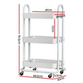 Artiss White Storage Trolley - 3-Tier Kitchen Cart with Wheels - SuperSaverAU - view 2