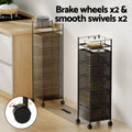 Artiss 5 Tier Black Storage Trolley Kitchen Cart Rolling Rack with Wheels