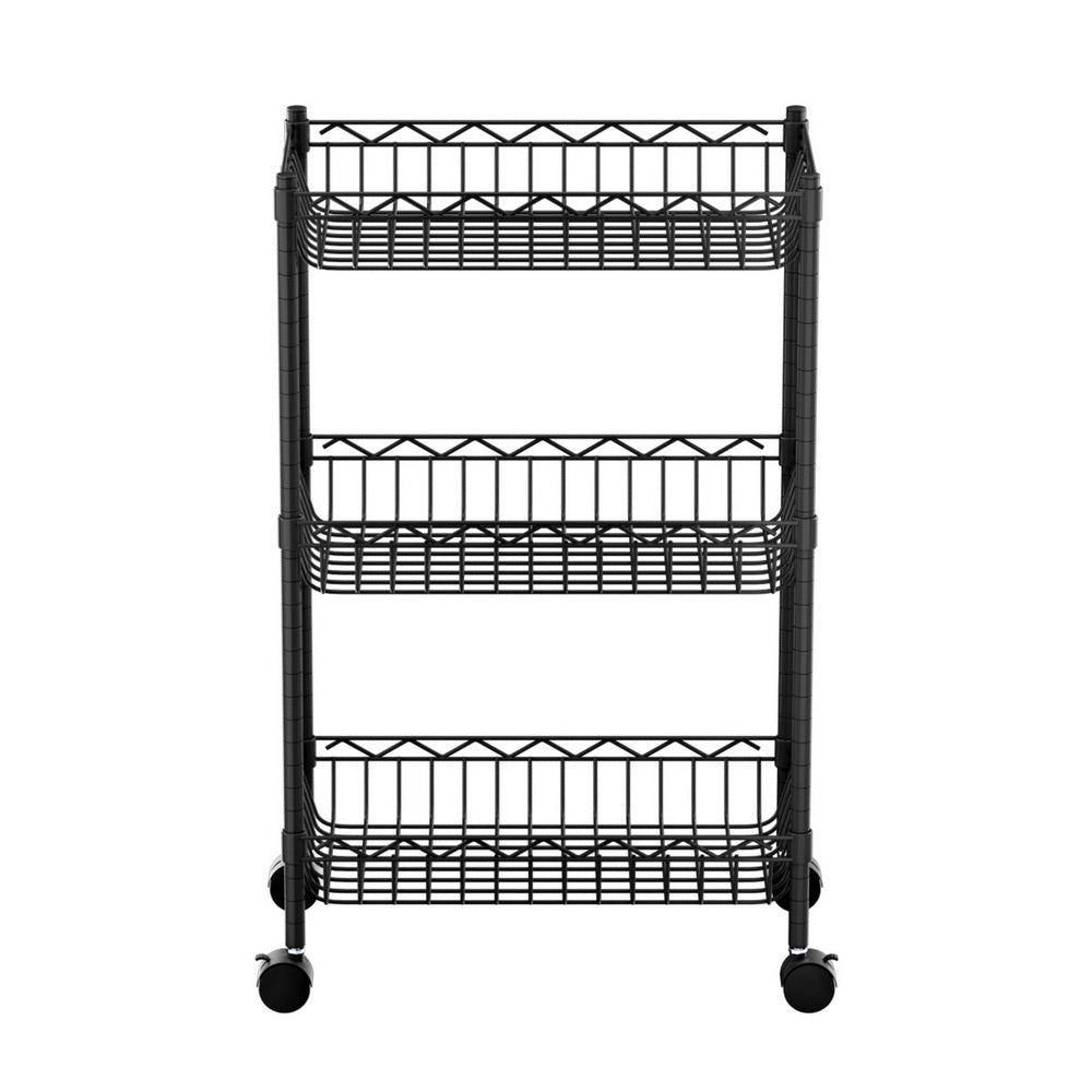 Artiss 3-Tier Shelving Unit with Wheels - Adjustable Storage Rack