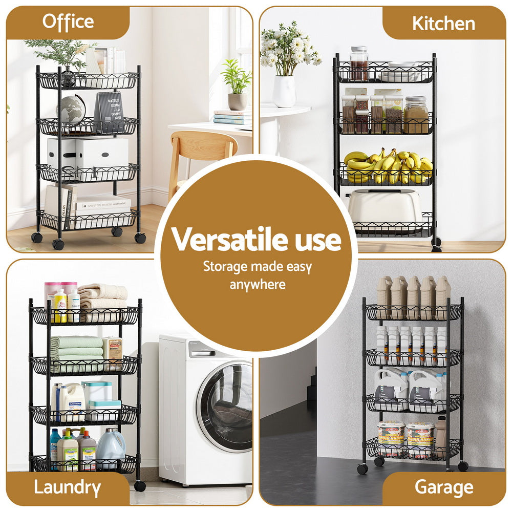 Artiss 4-Tier Adjustable Shelving Unit with Wheels for Garage and Kitchen