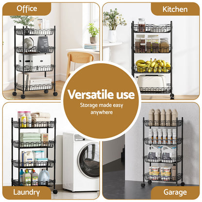 Artiss 4-Tier Adjustable Shelving Unit with Wheels for Garage and Kitchen