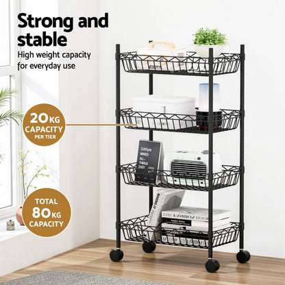 Artiss 4-Tier Adjustable Shelving Unit with Wheels for Garage and Kitchen