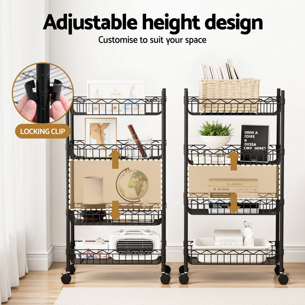 Artiss 4-Tier Adjustable Shelving Unit with Wheels for Garage and Kitchen