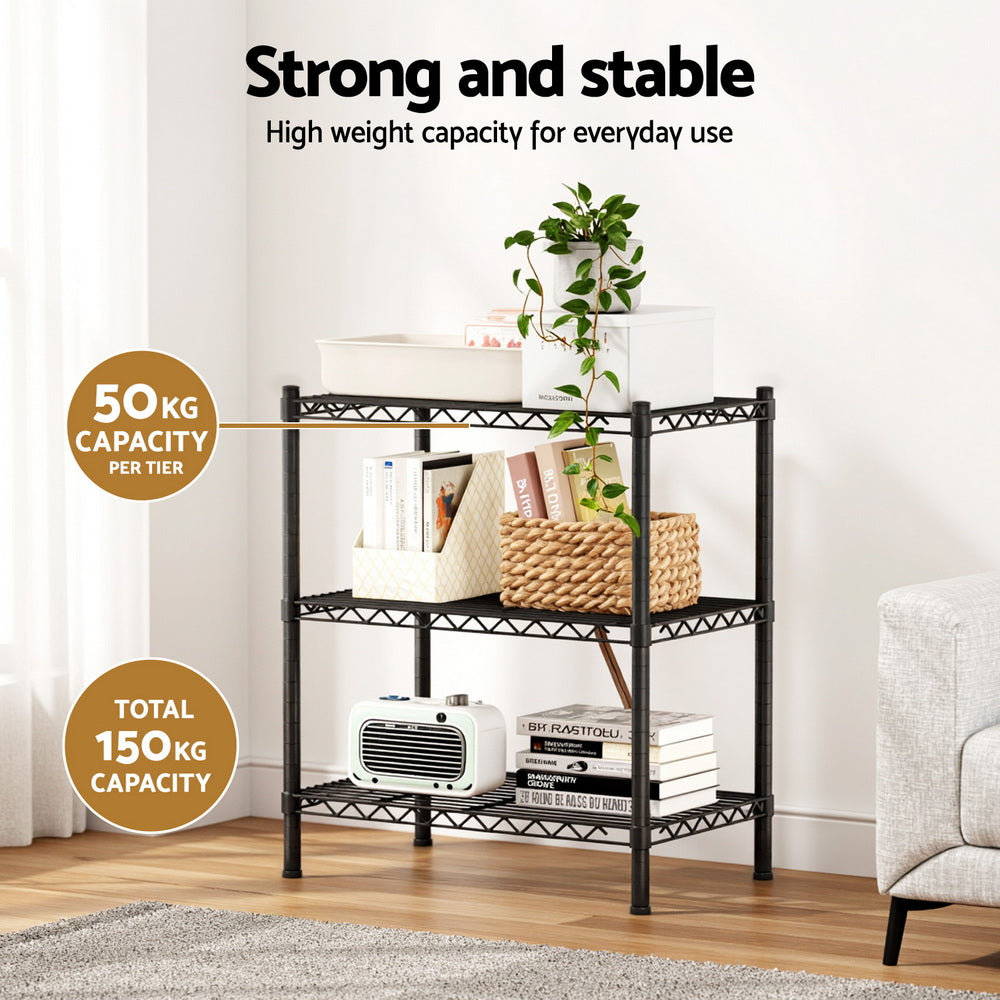 Artiss 3-Tier Adjustable Steel Shelving Unit for Efficient Storage - SuperSaverAU - view 6
