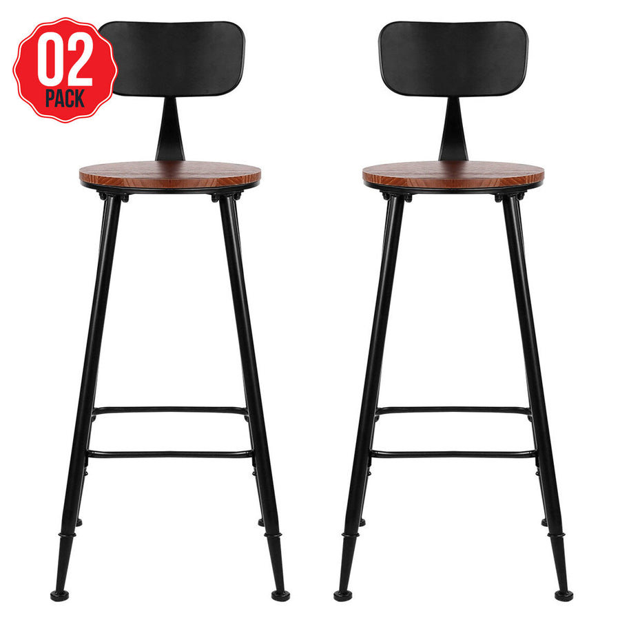Artiss Vintage Industrial Bar Stool Walnut 2 Pack - SuperSaverAU - view 1