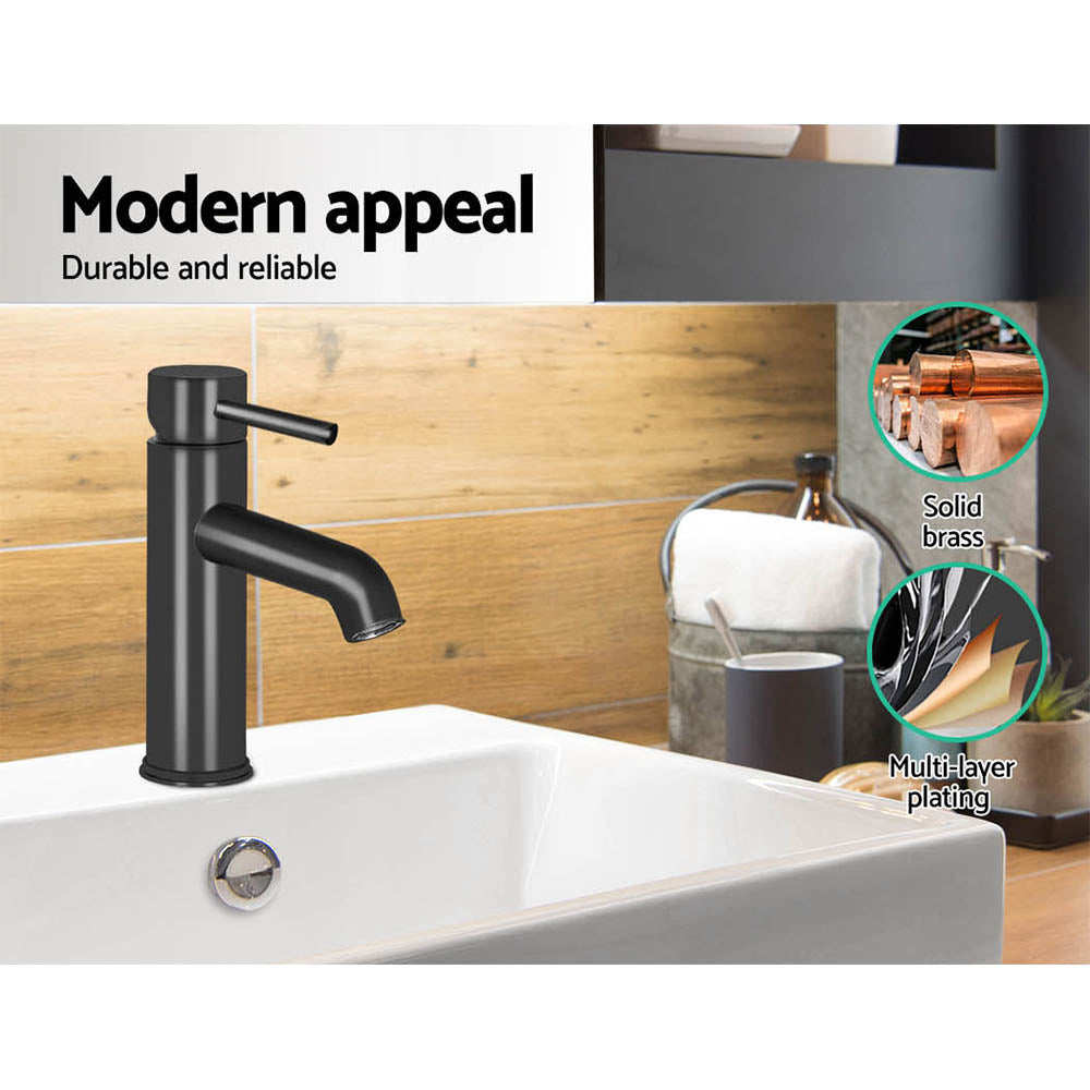 Cefito Bathroom Basin Mixer Tap 192mm Brass Matte Black 35mm-38mm Hole - SuperSaverAU - view 4