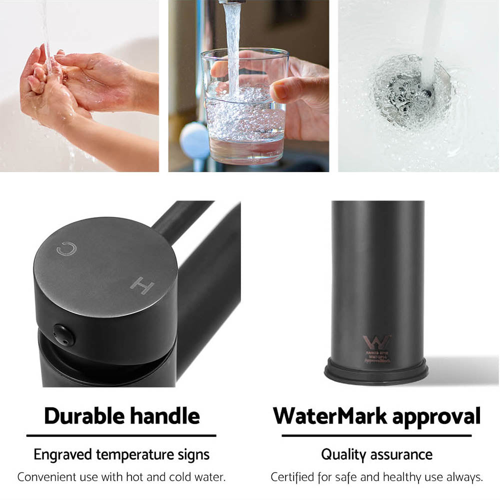 Cefito Bathroom Basin Mixer Tap 192mm Brass Matte Black 35mm-38mm Hole - SuperSaverAU - view 5