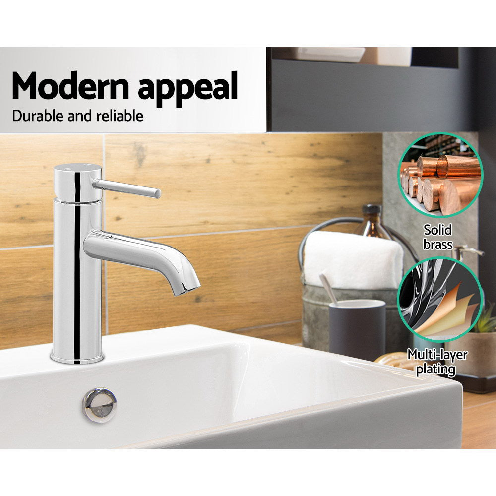 Cefito Bathroom Basin Mixer Tap Round Brass Faucet Vanity Laundry Chrome - SuperSaverAU - view 5