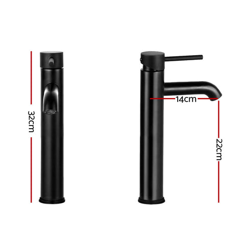 Cefito Bathroom Basin Mixer Tap Round Tall Faucet Vanity Laundry Black - SuperSaverAU - view 2