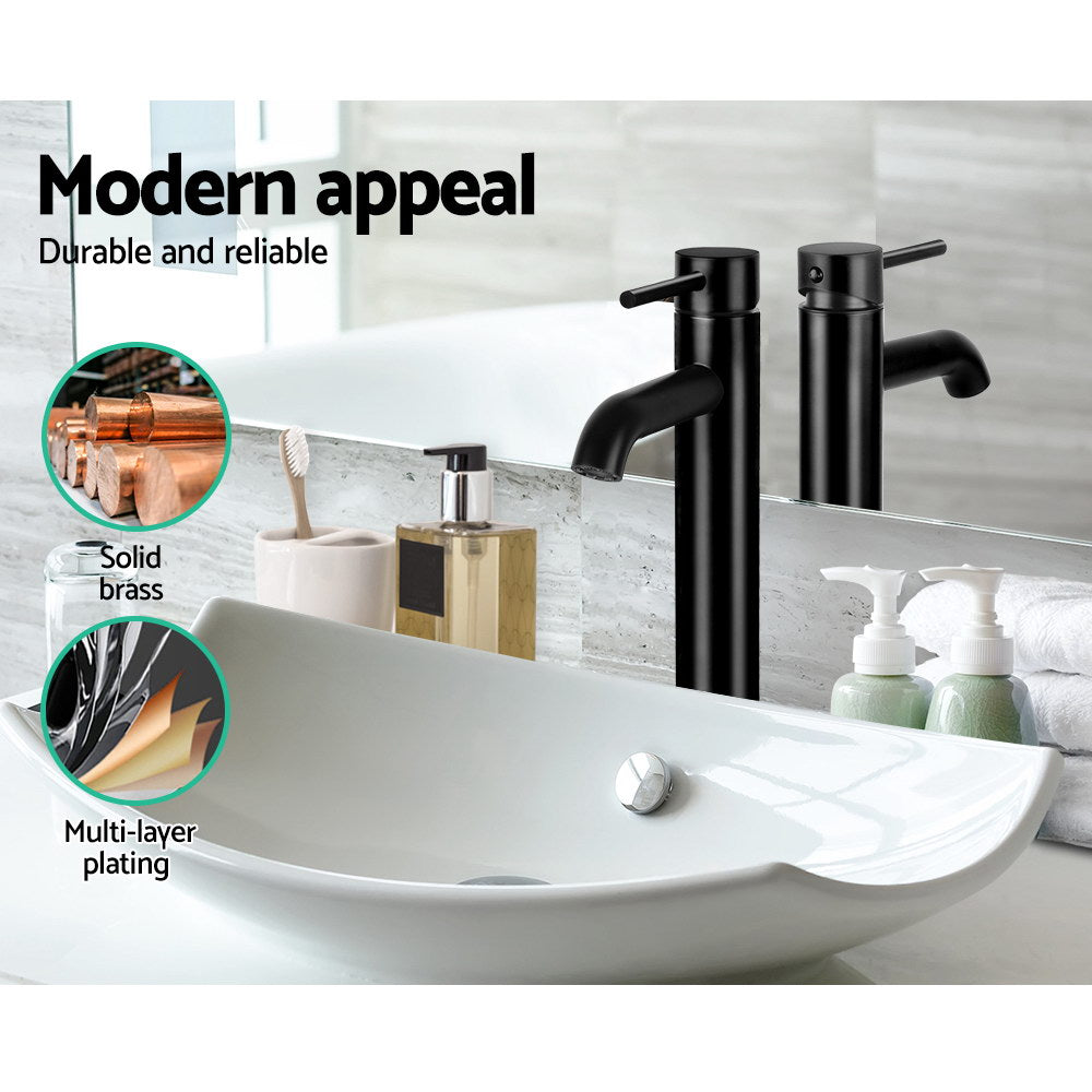 Cefito Bathroom Basin Mixer Tap Round Tall Faucet Vanity Laundry Black - SuperSaverAU - view 5