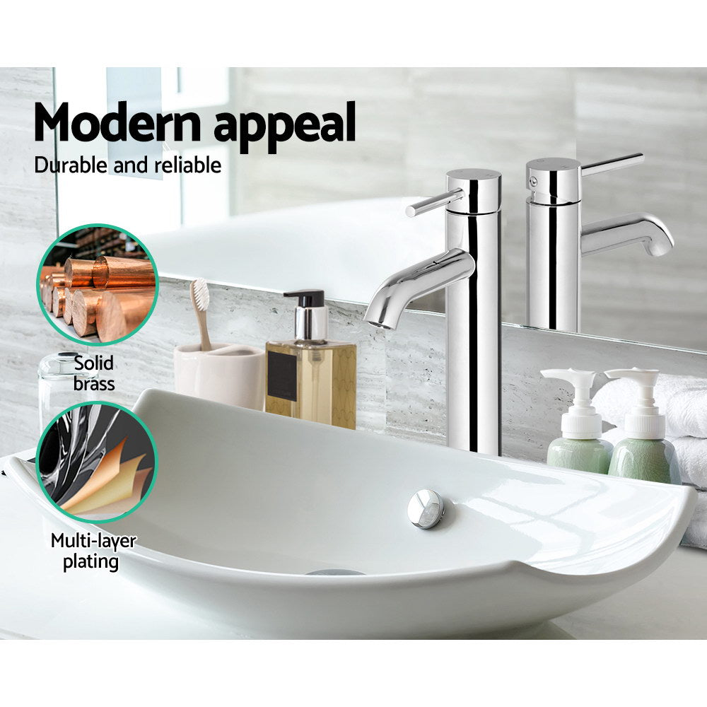 Cefito Bathroom Basin Mixer Tap Round Tall Faucet Vanity Laundry Chrome - SuperSaverAU - view 5